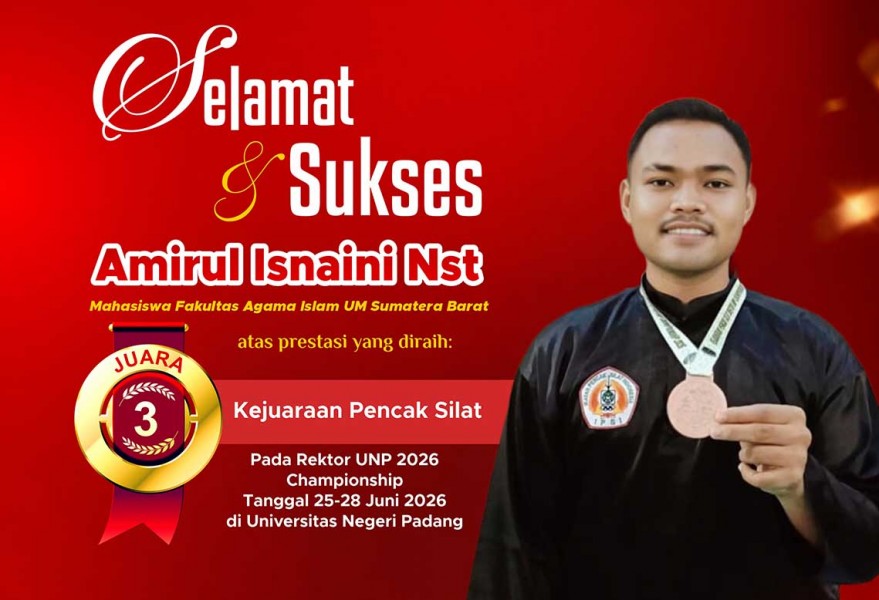 Amirul Isnaini, Mahasiswa PAI UM Sumatera Barat Raih Juara 3 di Kejuaraan Pencak Silat Rektor UNP Championship 2026