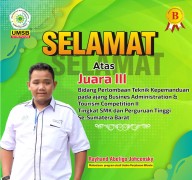 Mahasiswa UMSB, Raih juara III lomba ajang bussines administration & tourism Competition II Se-SUMBAR
