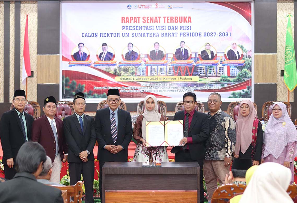 Tujuh Bakal Calon Rektor Adu Gagasan dalam Rapat Senat Terbuka UM Sumatera Barat