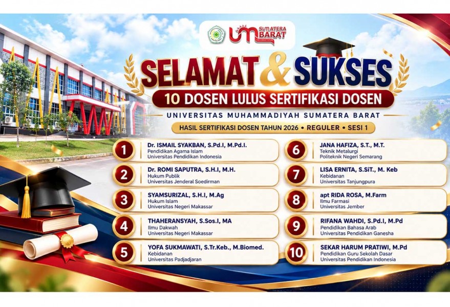 10 Dosen UM Sumatera Barat Lulus Sertifikasi Dosen 2026