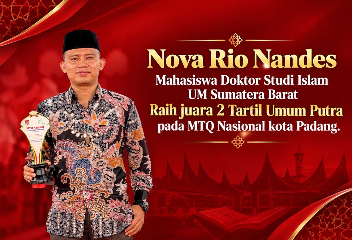 Nova Rio Nandes, Mahasiswa Doktor Studi Islam UM Sumatera Barat Raih Juara 2 Tartil Umum Putra MTQ Kota Padang